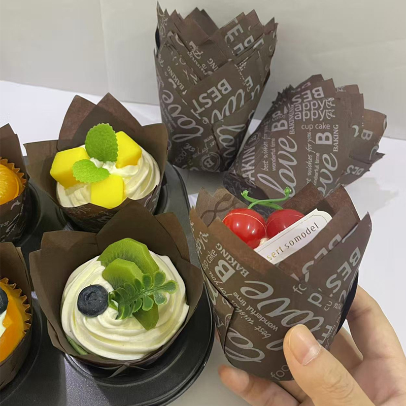 Home Improvement Supplies - 50Pcs/100Pcs Coffee-Themed Tulip Cake Paper Cups,