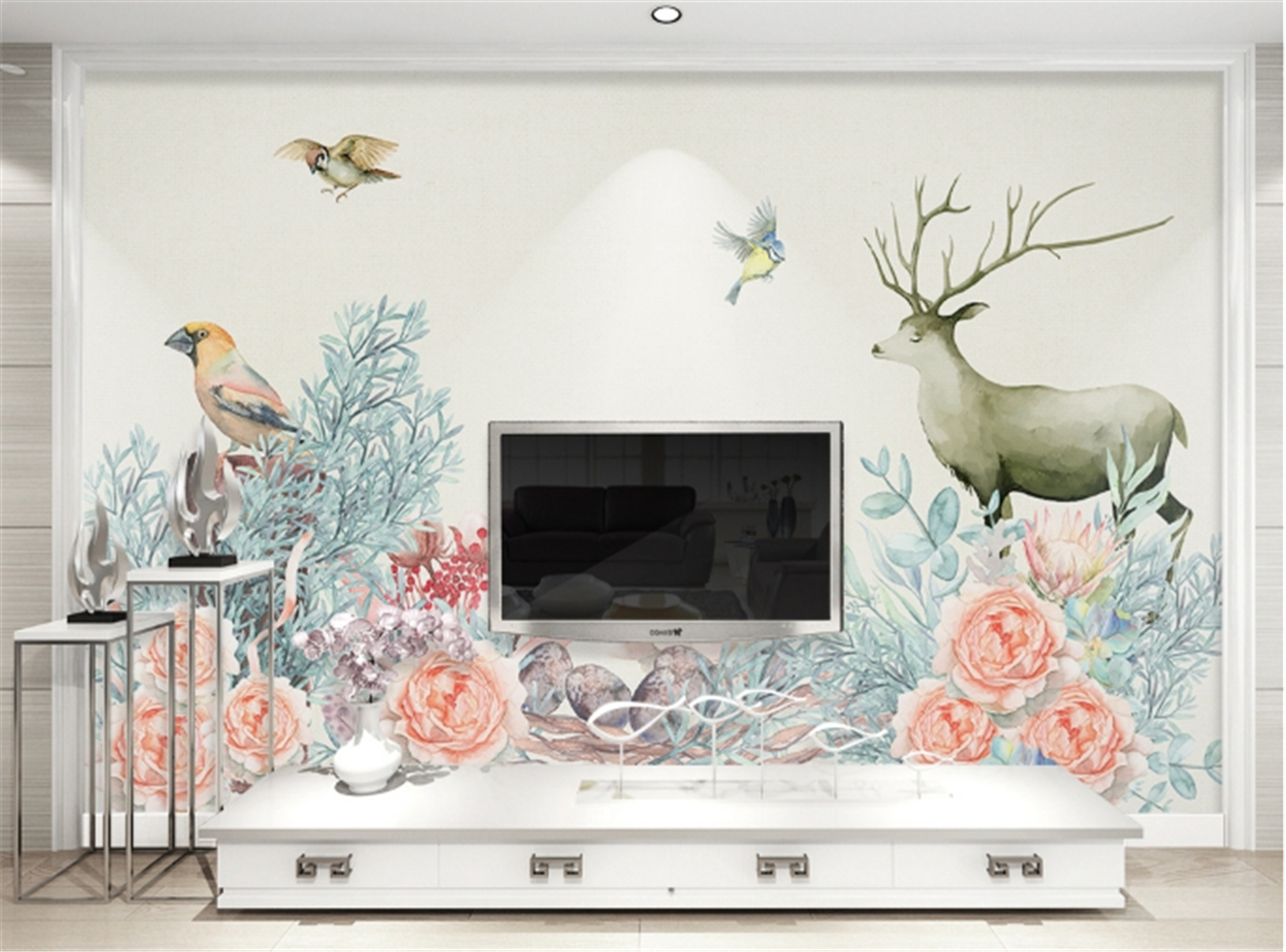 custom Nordic elk TV backgroun - Home Improvement Background 리뷰 및 가격