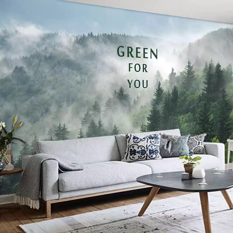 Custom Mural Misty Forest Wall - Home Improvement Background 리뷰 및 가격