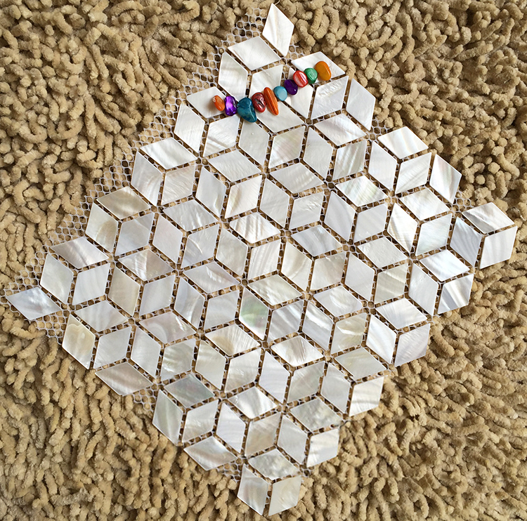Rhombus white shell mosaic til - Home Improvement Background 리뷰 및 가격