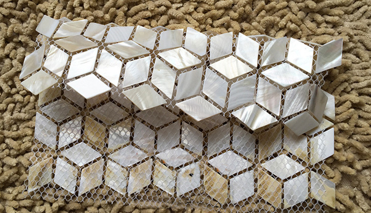 Rhombus white shell mosaic til - Home Improvement Background 리뷰 및 가격