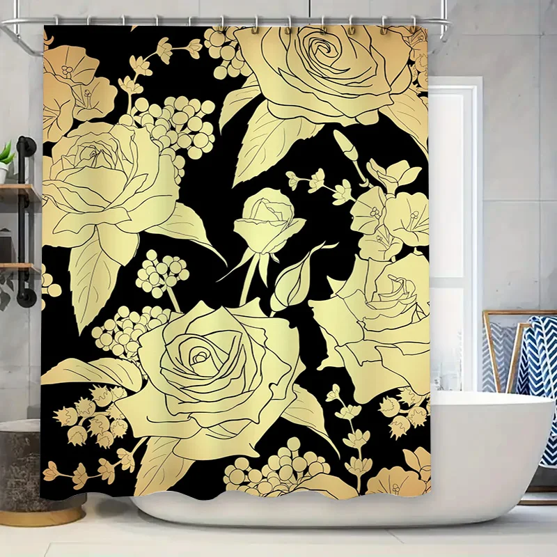 Luxury Golden Floral Shower Cu - Home Improvement Background 리뷰 및 가격