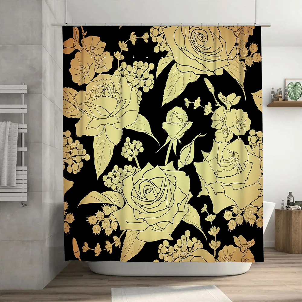 Luxury Golden Floral Shower Cu - Home Improvement Background 리뷰 및 가격