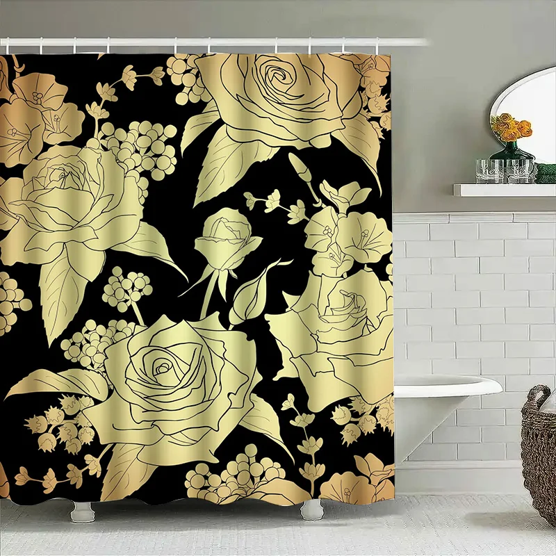 Luxury Golden Floral Shower Cu - Home Improvement Background 리뷰 및 가격