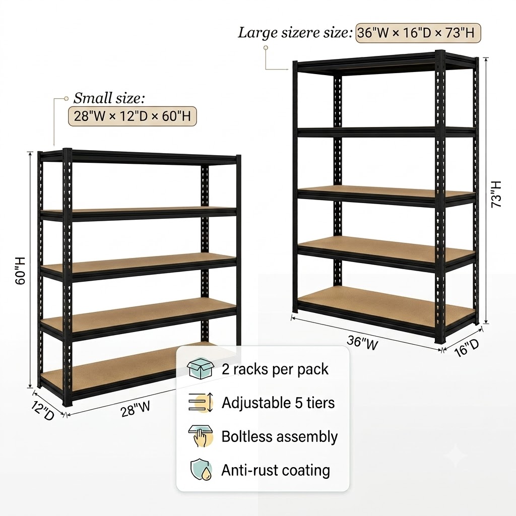 2 Pack Heavy Duty 5 Tier Stora - Home Improvement Outlet Stores 리뷰 및 가격